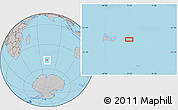 Gray Location Map of the area around 49° 27' 26" S, 72° 19' 29" E