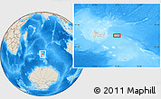 Shaded Relief Location Map of the area around 49° 27' 26" S, 72° 19' 29" E