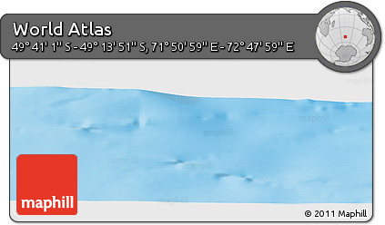 Physical Panoramic Map of the Area around 49° 27' 26" S, 72° 19' 29" E