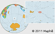 Political Location Map of the area around 49° 27' 26" S, 73° 10' 30" E