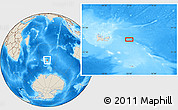 Shaded Relief Location Map of the area around 49° 27' 26" S, 73° 10' 30" E