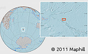 Gray Location Map of the area around 49° 27' 26" S, 74° 52' 30" E, hill shading