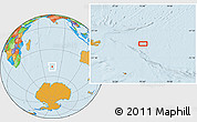 Political Location Map of the area around 49° 27' 26" S, 75° 43' 29" E