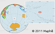 Political Location Map of the area around 49° 27' 26" S, 76° 34' 29" E