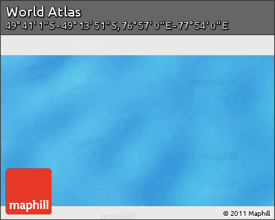 Physical 3D Map of the Area around 49° 27' 26" S, 77° 25' 30" E