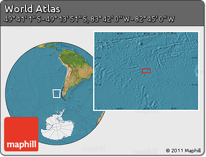Satellite Location Map of the Area around 49° 27' 26" S, 83° 13' 29" W