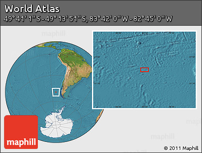 Satellite Location Map of the Area around 49° 27' 26" S, 83° 13' 29" W