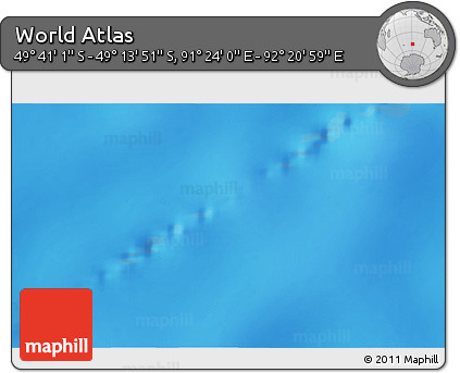 Physical 3D Map of the Area around 49° 27' 26" S, 91° 52' 30" E