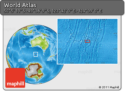 Physical Location Map of the Area around 49° 51' 40" S, 124° 10' 30" E