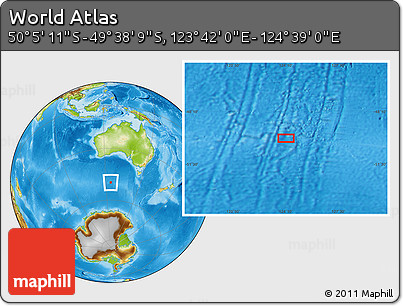 Physical Location Map of the Area around 49° 51' 40" S, 124° 10' 30" E