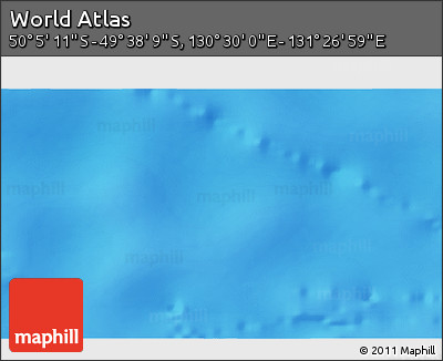 Physical 3D Map of the Area around 49° 51' 40" S, 130° 58' 29" E