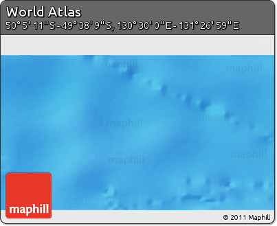 Physical 3D Map of the Area around 49° 51' 40" S, 130° 58' 29" E