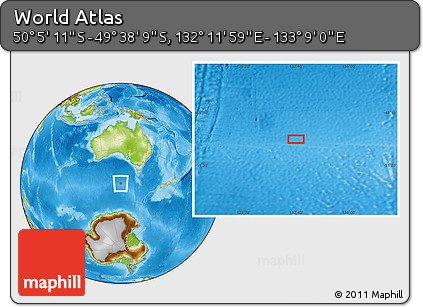 Physical Location Map of the Area around 49° 51' 40" S, 132° 40' 30" E
