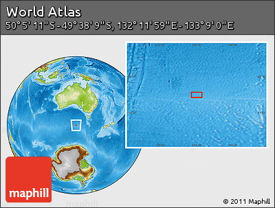 Physical Location Map of the Area around 49° 51' 40" S, 132° 40' 30" E