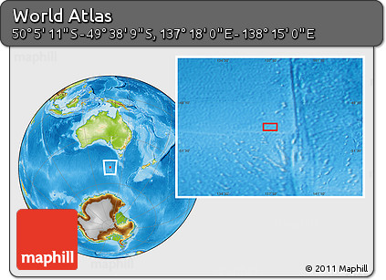 Physical Location Map of the Area around 49° 51' 40" S, 137° 46' 30" E