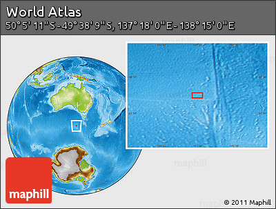 Physical Location Map of the Area around 49° 51' 40" S, 137° 46' 30" E
