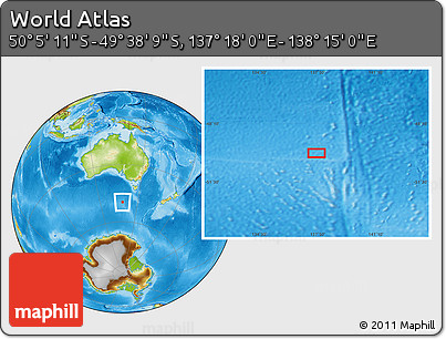 Physical Location Map of the Area around 49° 51' 40" S, 137° 46' 30" E