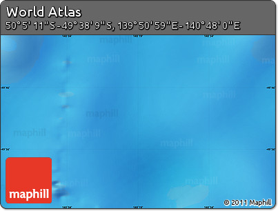 Physical Map of the Area around 49° 51' 40" S, 140° 19' 29" E
