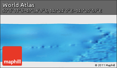 Physical Panoramic Map of the Area around 49° 51' 40" S, 142° 52' 30" E