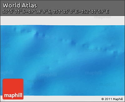 Physical 3D Map of the Area around 49° 51' 40" S, 152° 13' 29" E