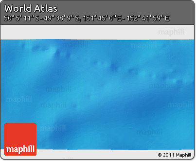 Physical 3D Map of the Area around 49° 51' 40" S, 152° 13' 29" E