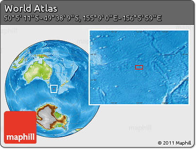 Physical Location Map of the Area around 49° 51' 40" S, 155° 37' 30" E