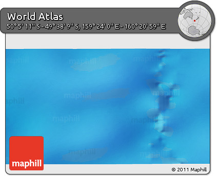 Physical 3D Map of the Area around 49° 51' 40" S, 159° 52' 30" E
