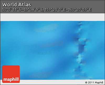 Physical 3D Map of the Area around 49° 51' 40" S, 159° 52' 30" E