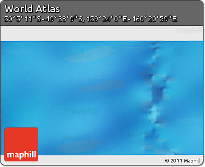 Physical 3D Map of the Area around 49° 51' 40" S, 159° 52' 30" E