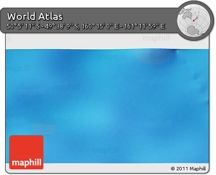 Physical 3D Map of the Area around 49° 51' 40" S, 160° 43' 29" E
