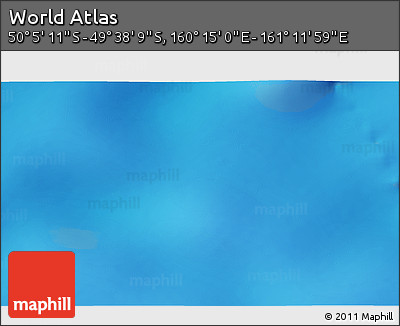 Physical 3D Map of the Area around 49° 51' 40" S, 160° 43' 29" E