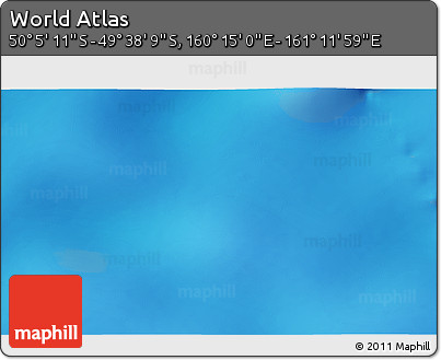Physical 3D Map of the Area around 49° 51' 40" S, 160° 43' 29" E