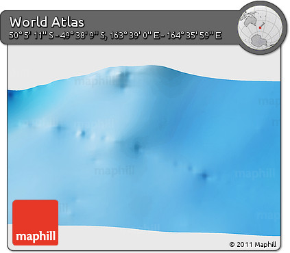 Physical 3D Map of the Area around 49° 51' 40" S, 164° 7' 30" E