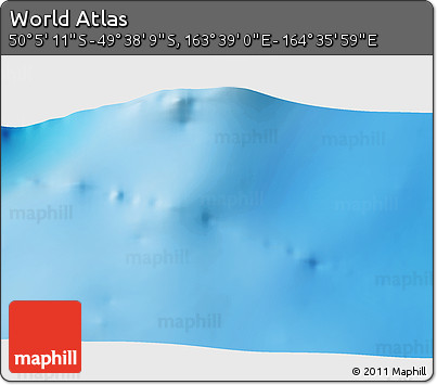 Physical 3D Map of the Area around 49° 51' 40" S, 164° 7' 30" E