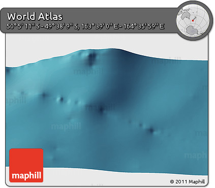 Satellite 3D Map of the Area around 49° 51' 40" S, 164° 7' 30" E
