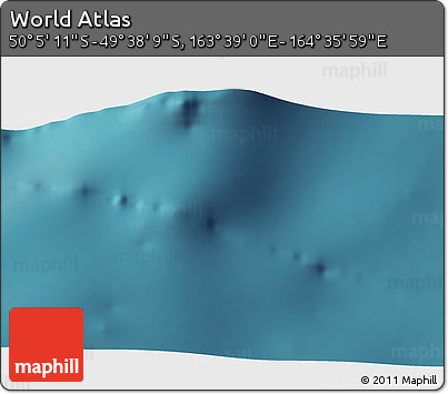 Satellite 3D Map of the Area around 49° 51' 40" S, 164° 7' 30" E