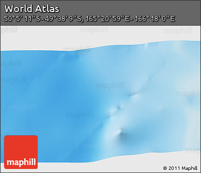 Physical 3D Map of the Area around 49° 51' 40" S, 165° 49' 29" E