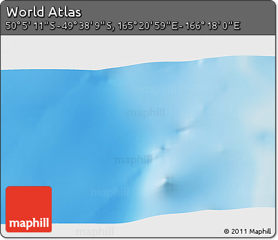 Physical 3D Map of the Area around 49° 51' 40" S, 165° 49' 29" E