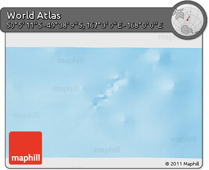 Physical 3D Map of the Area around 49° 51' 40" S, 167° 31' 30" E