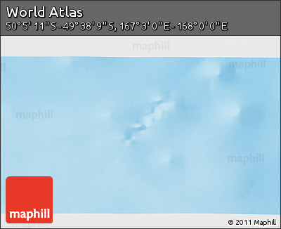 Physical 3D Map of the Area around 49° 51' 40" S, 167° 31' 30" E