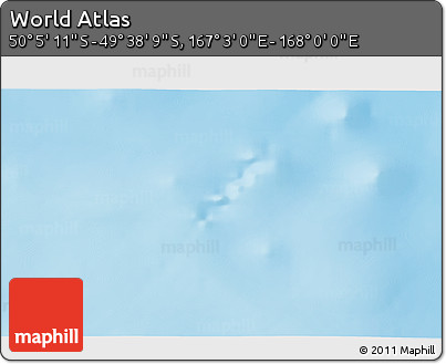 Physical 3D Map of the Area around 49° 51' 40" S, 167° 31' 30" E