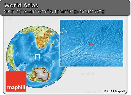 Physical Location Map of the Area around 49° 51' 40" S, 16° 13' 30" E
