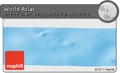 Physical Panoramic Map of the Area around 49° 51' 40" S, 176° 1' 30" E
