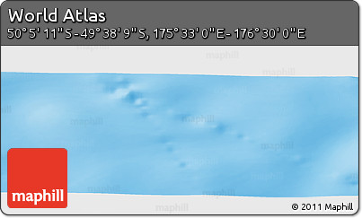 Physical Panoramic Map of the Area around 49° 51' 40" S, 176° 1' 30" E