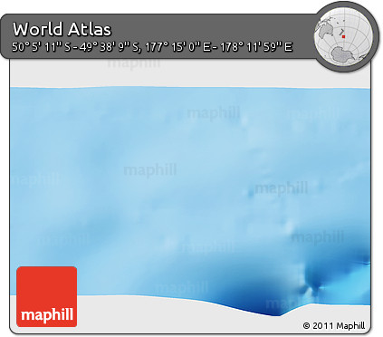 Physical 3D Map of the Area around 49° 51' 40" S, 177° 43' 29" E