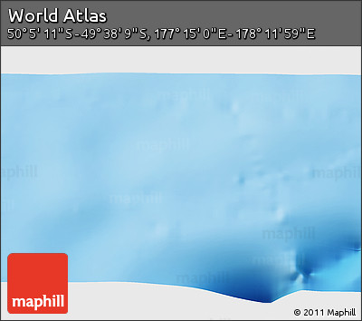 Physical 3D Map of the Area around 49° 51' 40" S, 177° 43' 29" E