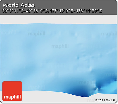 Physical 3D Map of the Area around 49° 51' 40" S, 177° 43' 29" E