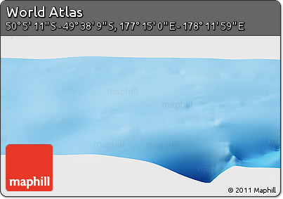 Physical Panoramic Map of the Area around 49° 51' 40" S, 177° 43' 29" E