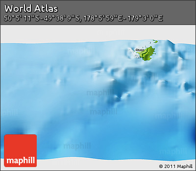 Physical 3D Map of the Area around 49° 51' 40" S, 178° 34' 29" E