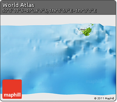 Physical 3D Map of the Area around 49° 51' 40" S, 178° 34' 29" E